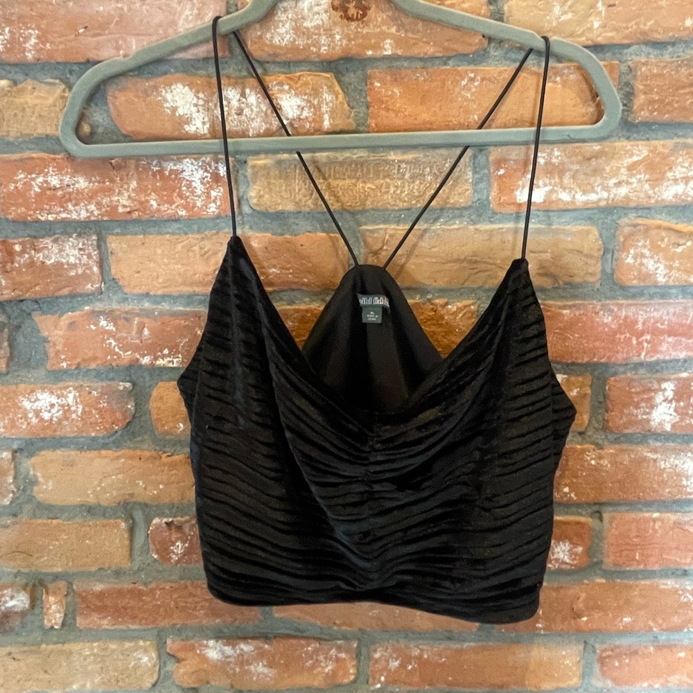 Black velvet crop tank